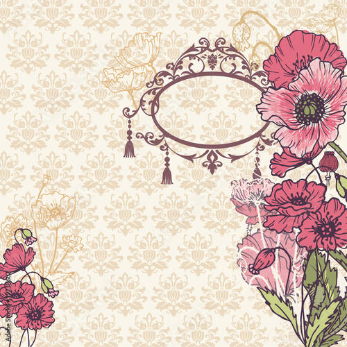 Fototapeta Naklejka Na Ścianę i Meble -  Vintage Poppy Background with place for your text - for your des