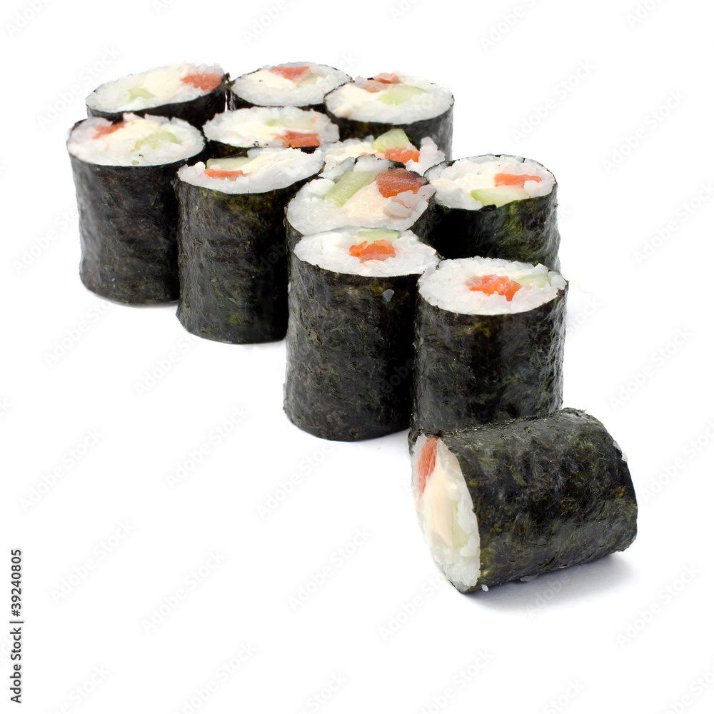maki sushi rolls with salmon and California cheese maki sushi rolls with salmon and California cheese