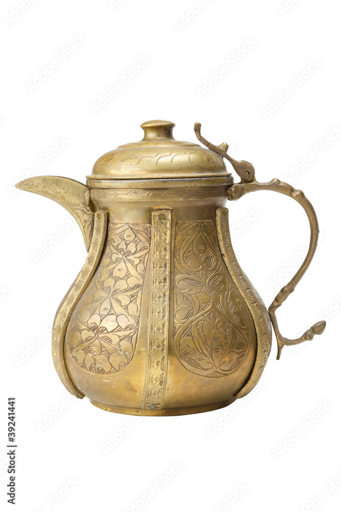 Ancient ornamental teapot on white Ancient ornamental teapot on white