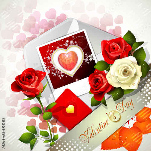 Valentine's day card with flowers and photo