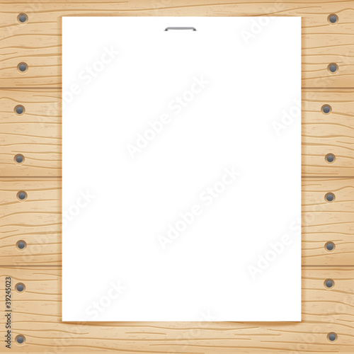 Template paper sheet on wooden background. Eps10