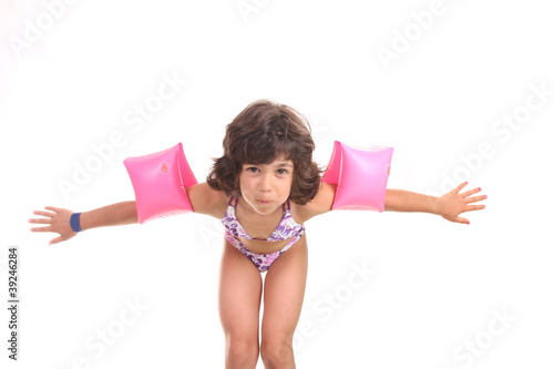 beautiful girl in bikini, child studio photo