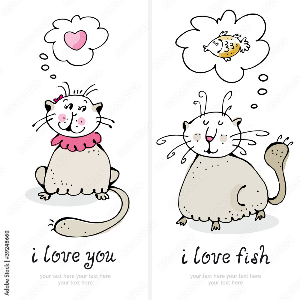 Obraz premium Cats love card