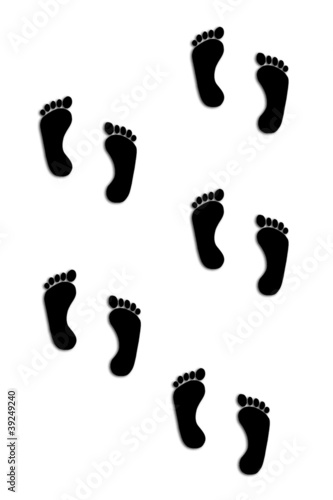 Human footprint illustration over white background