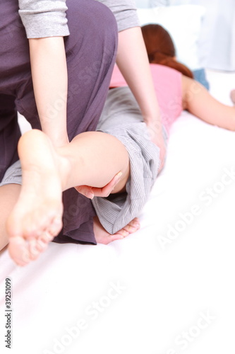 woman getting a thai massage