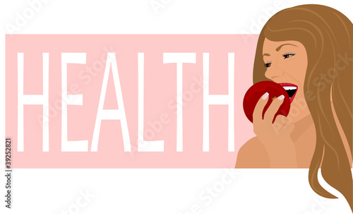 healthy woman eating apple