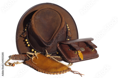 chapeau,coutelas,silex,cuir,australien,cowboy,flint knife photo