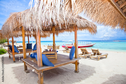 Beach rest pavillion in Gili islands, Trawangan photo