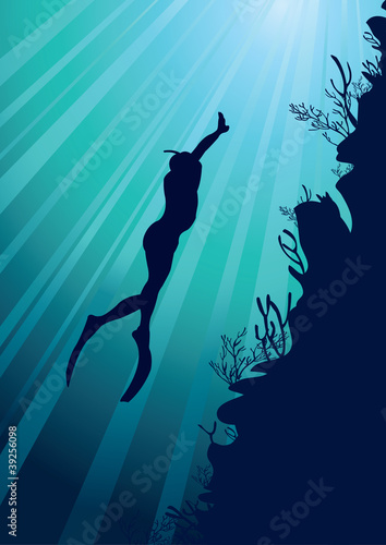 Freediver on the sea