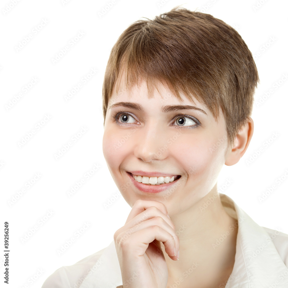 Portrait of pretty young business woman smiling Portrait of pretty young business woman smiling