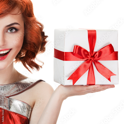 Young happy woman with a gift #39256438