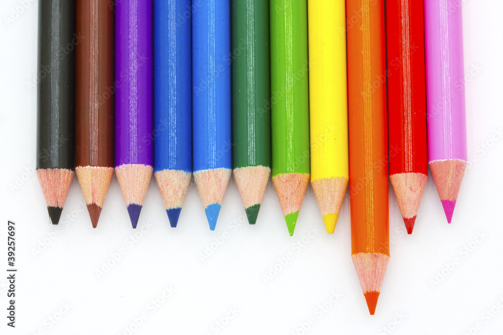 Colour pencils on a white background. Colour pencils on a white background.