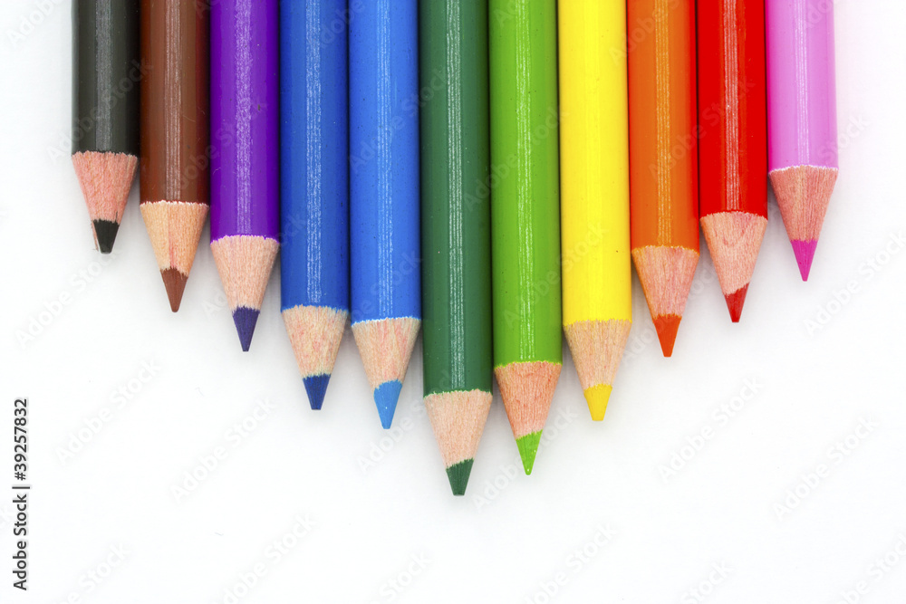 Colour pencils on a white background. Colour pencils on a white background.