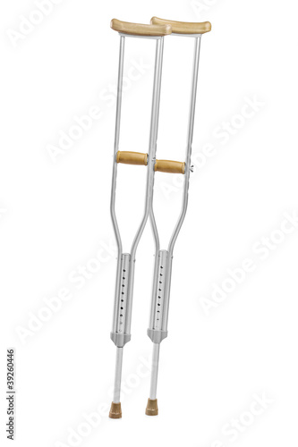 Photo Studio shot of pair of crutches orthopedic equipment