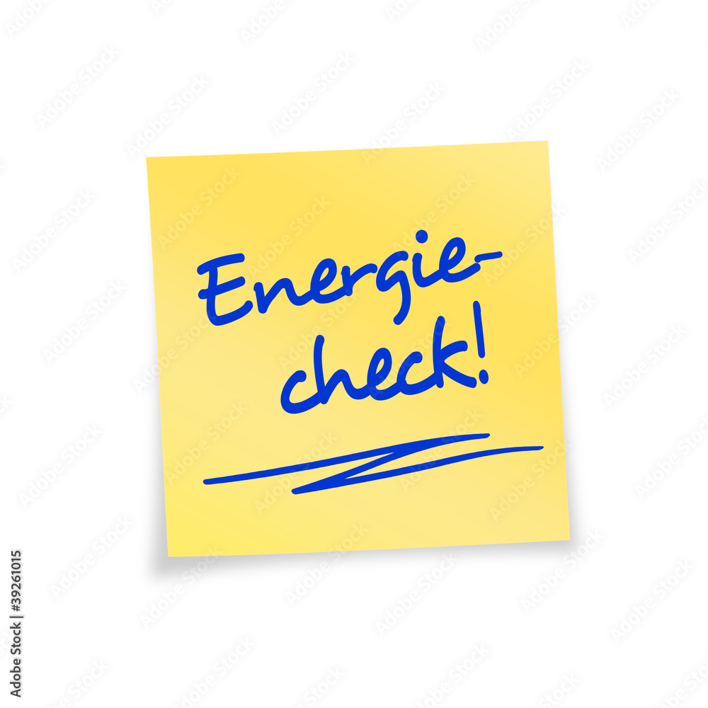 Notizzettel gelb Energiecheck Notizzettel gelb Energiecheck