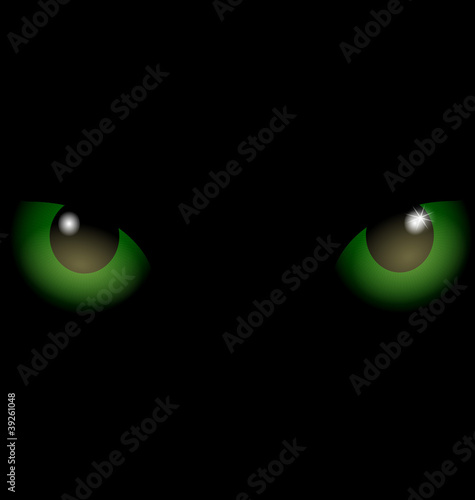 black background green eyes