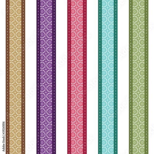 color lace strips on white background