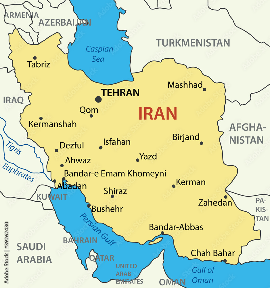 Islamic Republic of Iran - vector map Stock Vector | Adobe Stock