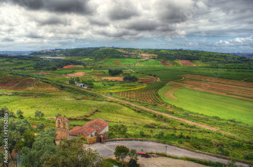 Fields of Obidos, a small historical village in Portugal