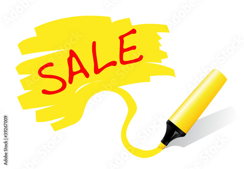 Sale Reklame mit Textmarker