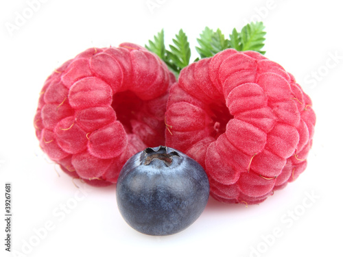 Fresh berries with leaves