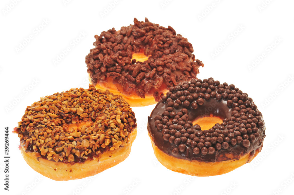 Chocolate Doughnuts Isolated On White Background