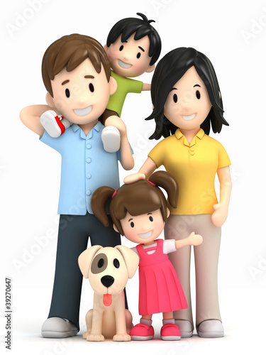 3d render of a happy family