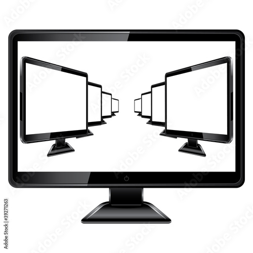 Black monitor with monitors inside a white screen