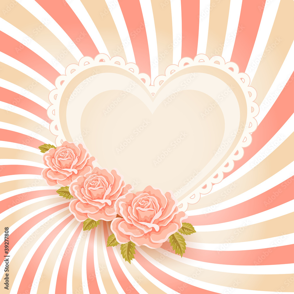 Naklejka premium Floral background with heart, greeting card template