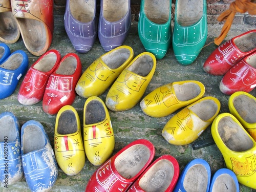 Colorful painted wooden shoes