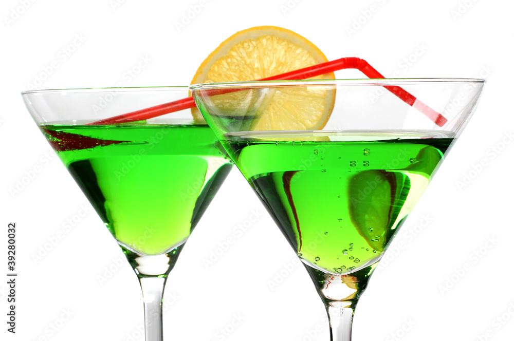 Green martini and lemon Green martini and lemon