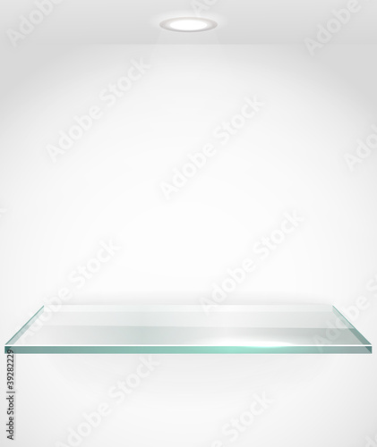 Square advertising glass board with a spot lignt. Place your tex