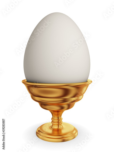 Egg in a golden bowl.