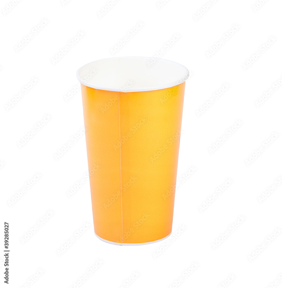 yellow paper cup isolatad on white yellow paper cup isolatad on white
