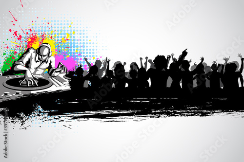 Disco Jockey on Musical Background