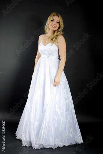 beautiful girl in white gown