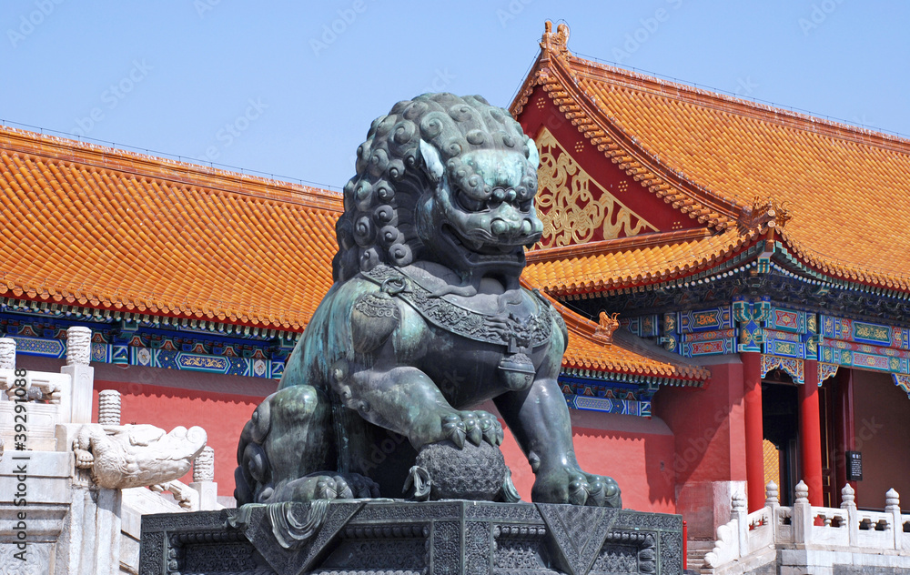 Bronze lion in Forbidden city(Beijing, China)