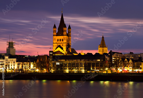 Historic center of Cologne at dusk