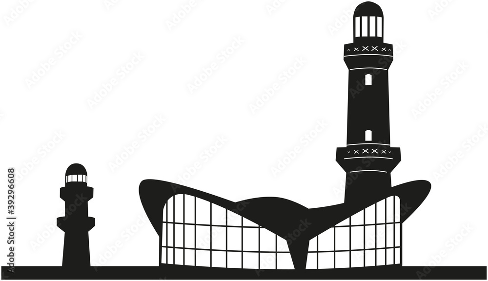 Teepott Warnemünde Rostock mit Leuchtturm - Wahrzeichen Stock-Vektorgrafik  | Adobe Stock