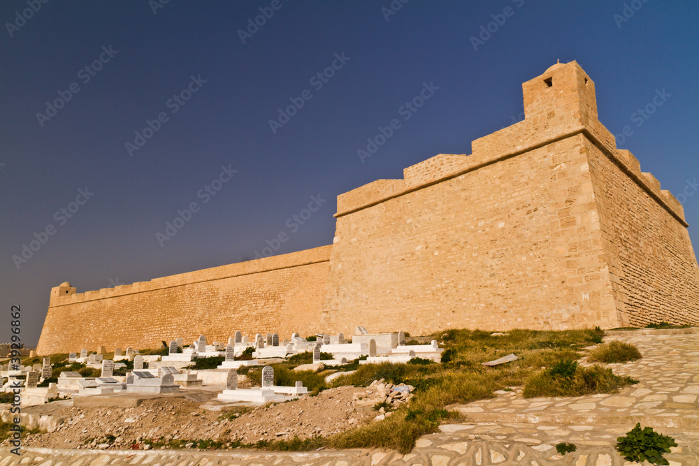 Ribat - arabic fortification and cemetery in Mahdia - seaside to Stock ...