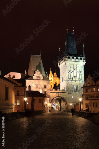 Night View on Prague Lesser Town with St. Nicholas' Cathedral