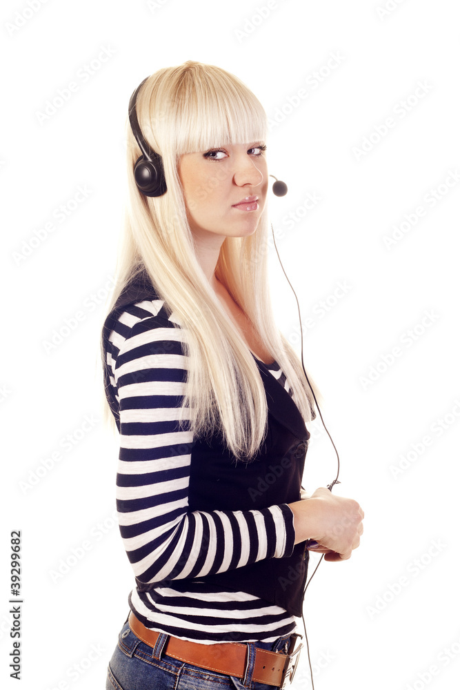 Woman operator with headset Woman operator with headset