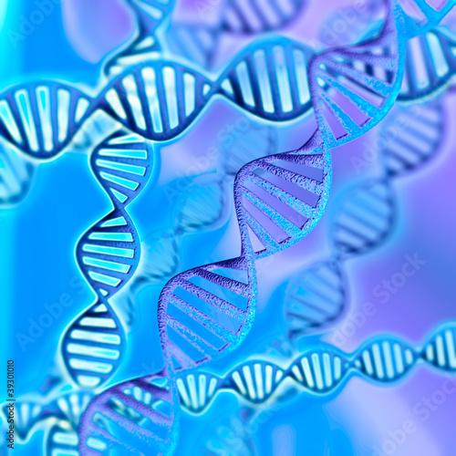 3d model of DNA on a blue background