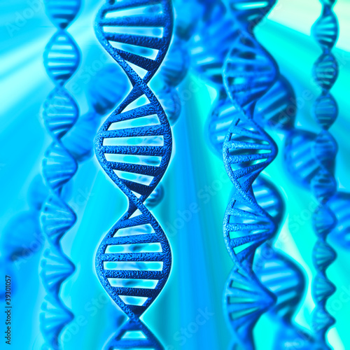 3d model of DNA on a blue background