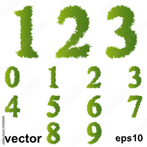 Vector conceptual grass fonts set