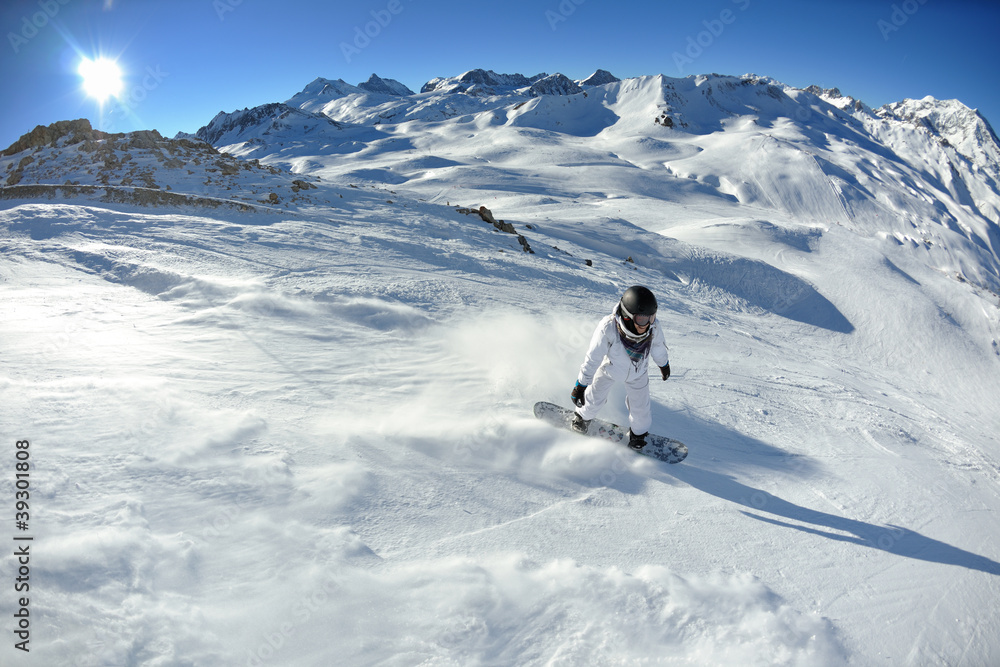 skiing on fresh snow at winter season at beautiful sunny day skiing on fresh snow at winter season at beautiful sunny day