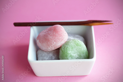Mochi colorful japanese rice cakes, dessert
