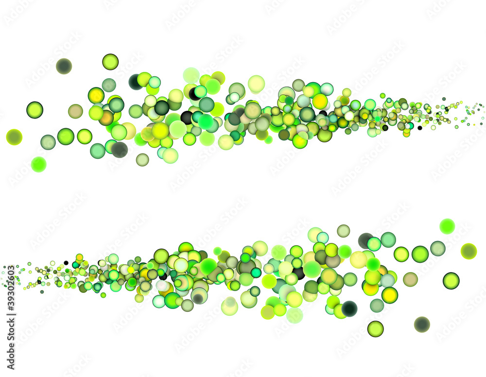 3d render strings of balls in multiple shades of green 3d render strings of balls in multiple shades of green