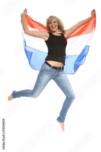 Frau mit Holland Fahne