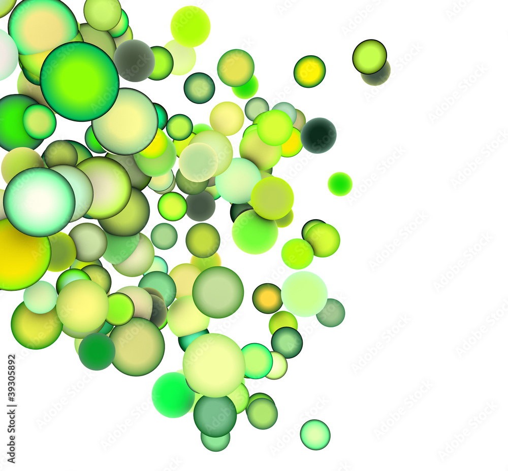 3d render strings of balls in multiple shades of green 3d render strings of balls in multiple shades of green
